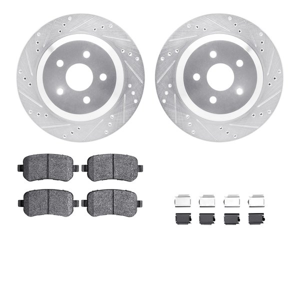 Dynamic Friction Co 7512-54087, Rotors-Drilled and Slotted-Silver w/ 5000 Advanced Brake Pads incl. Hardware, Zinc Coat 7512-54087